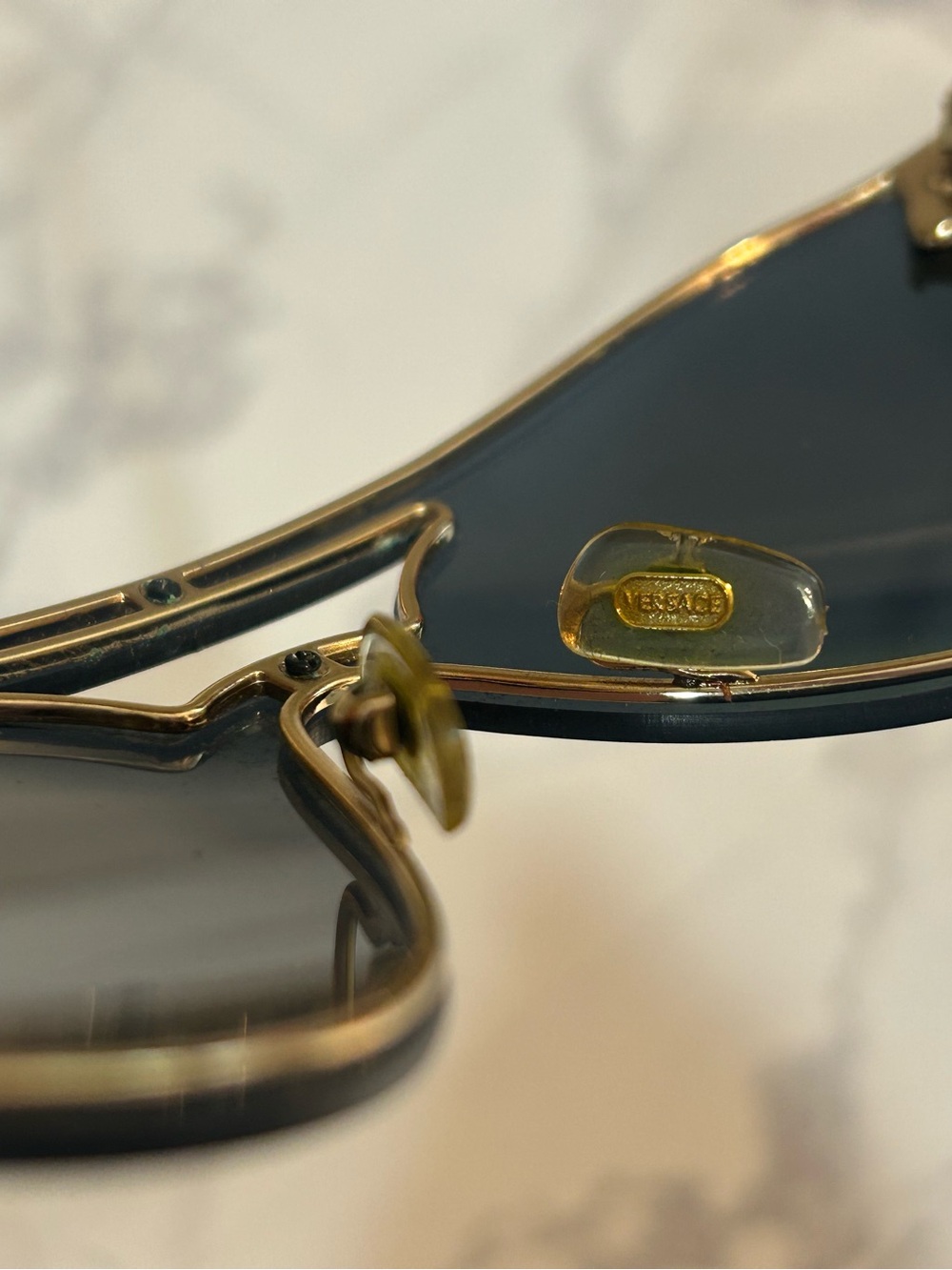Versace Black Sunglass Shield with Gold Trim - Picture 6 of 7